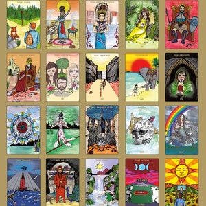 Het Henderson-Perry-tarotdeck met boek, een katoenen tas en een kleine getrommelde kristalsteen plus 1 gratis tarothanger
