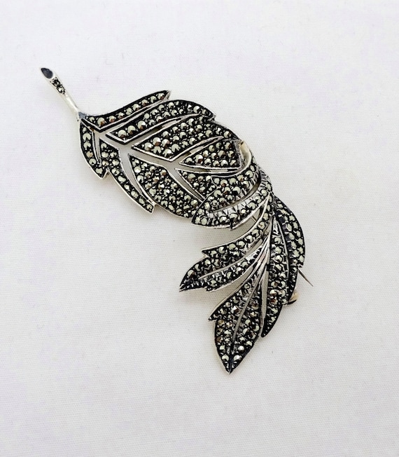 Vintage STERLING MARCASITE PIN Brooch European Ar… - image 2