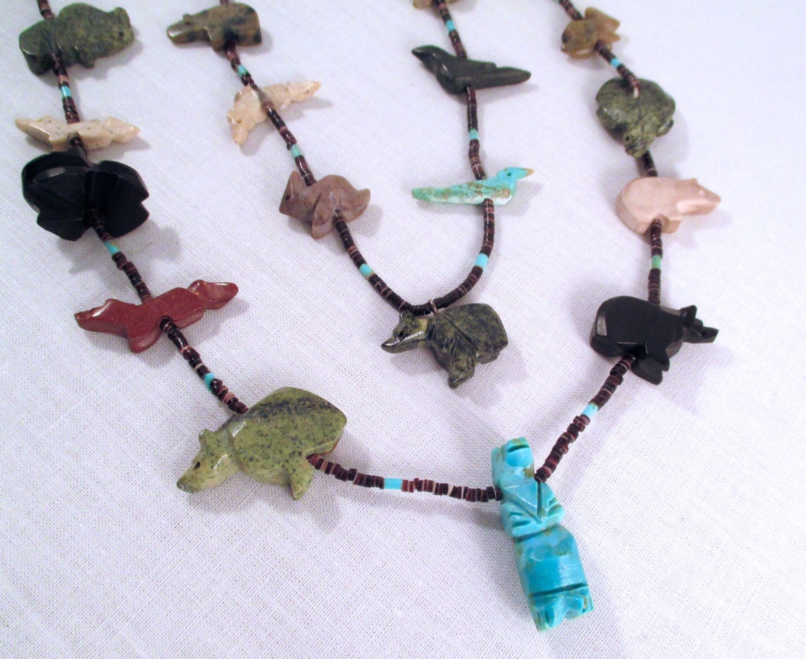 Vintage ZUNI FETISH NECKLACE Two Strand Native American Etsy