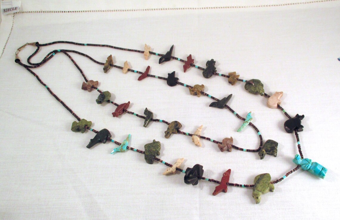 Vintage ZUNI FETISH NECKLACE Two Strand Native American Etsy