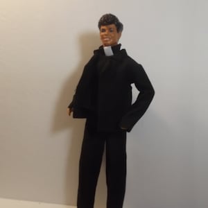 Catholic priest doll clothing...black robe, shirt, pants, suit...for 11-12 inch dolls
