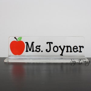Personalized Desk Name Plate, Teacher Gift, Apple Nameplate, Teacher Appreciation, Desk Accessory, Acrylic Name Plate, Desk Decor Apple
