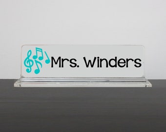 Personalized Desk Name Plate, Music Teacher, Nameplate, Teacher Gift, Music Teacher Desk Accessory, Music Name Plate, Musical Notes