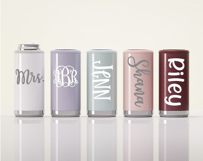 Personalized Skinny Can Cooler, Stainless Steel Insulated Cooler, Seltzer Can holder, Slim Can Cooler, Seltzer Slim Can