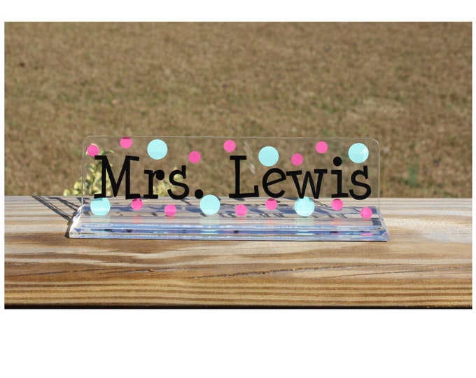 Personalized Teacher Nameplate, Teacher Gift, Desk Name Plate, Cute Desk Accessory, Office Desk Decor, Acrylic Name Plate