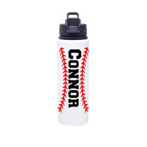 Baseball Water Bottle,  Baseball Laces Water Bottle Personalized