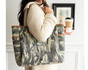 Camo Tote Bag, Camo Tote, Monogrammed Camo Carry On Bag, Camo Purse, Personalized Camo Bag