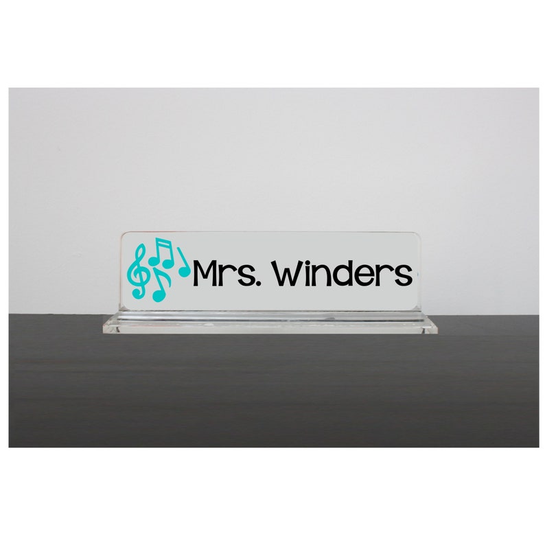 Personalized Desk Name Plate, Teacher Gift, Apple Nameplate, Teacher Appreciation, Desk Accessory, Acrylic Name Plate, Desk Decor Music