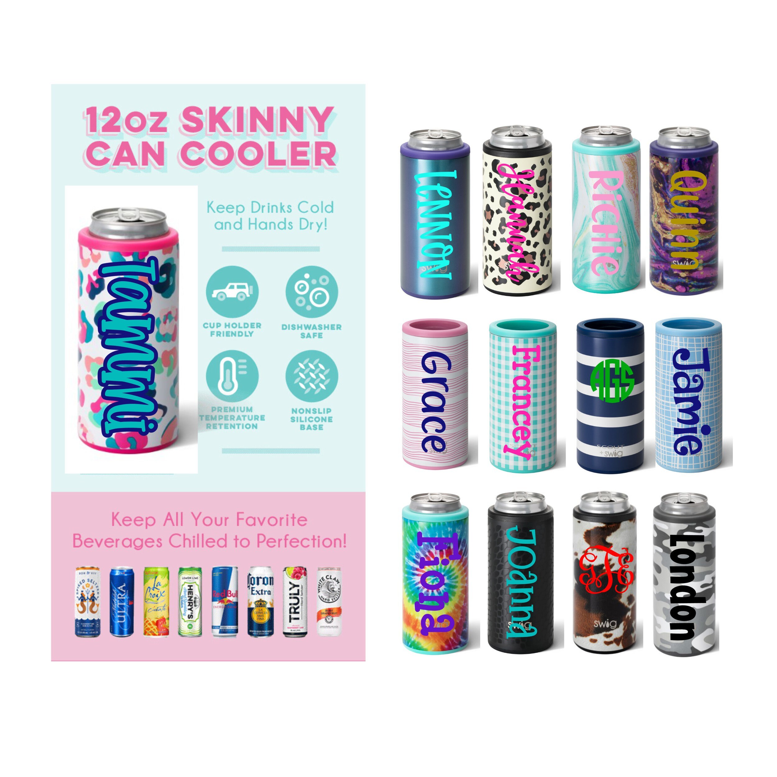 Drink Sleeve Glitter Slim Can Cooler Personalized Can Cooler Stainless Steel Can Cooler Skinny Can Cooler Drink Sleeve Glitter Slim Can Cooler Personalized Can Cooler Stainless Steel Can Cooler Skinny Can Cooler