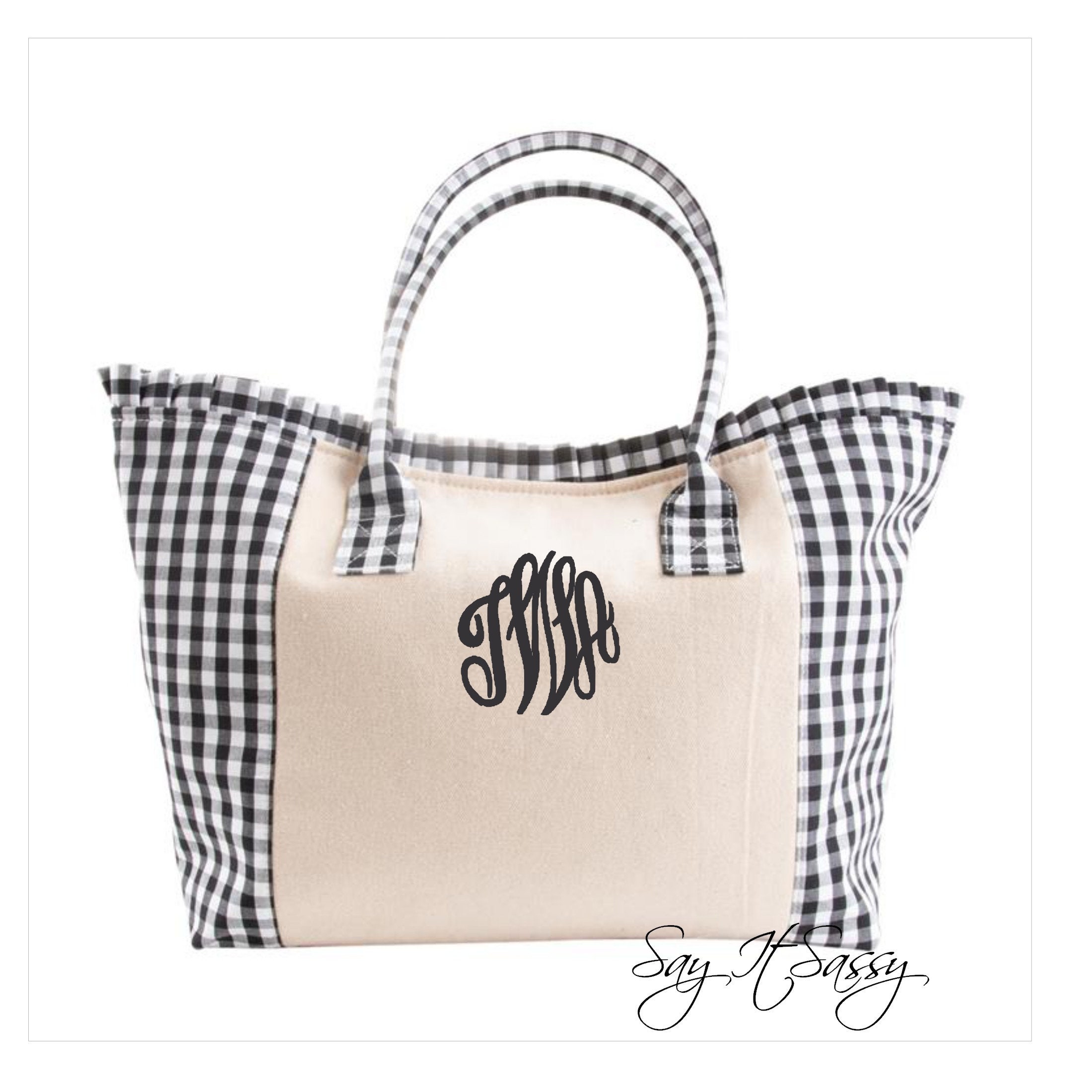 zara gingham tote bag