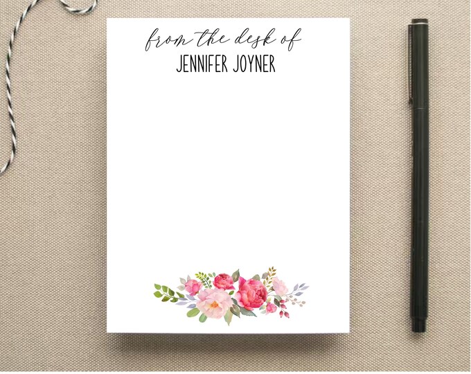 Floral Personalized Note Pad - From the Desk of Floral Notepad