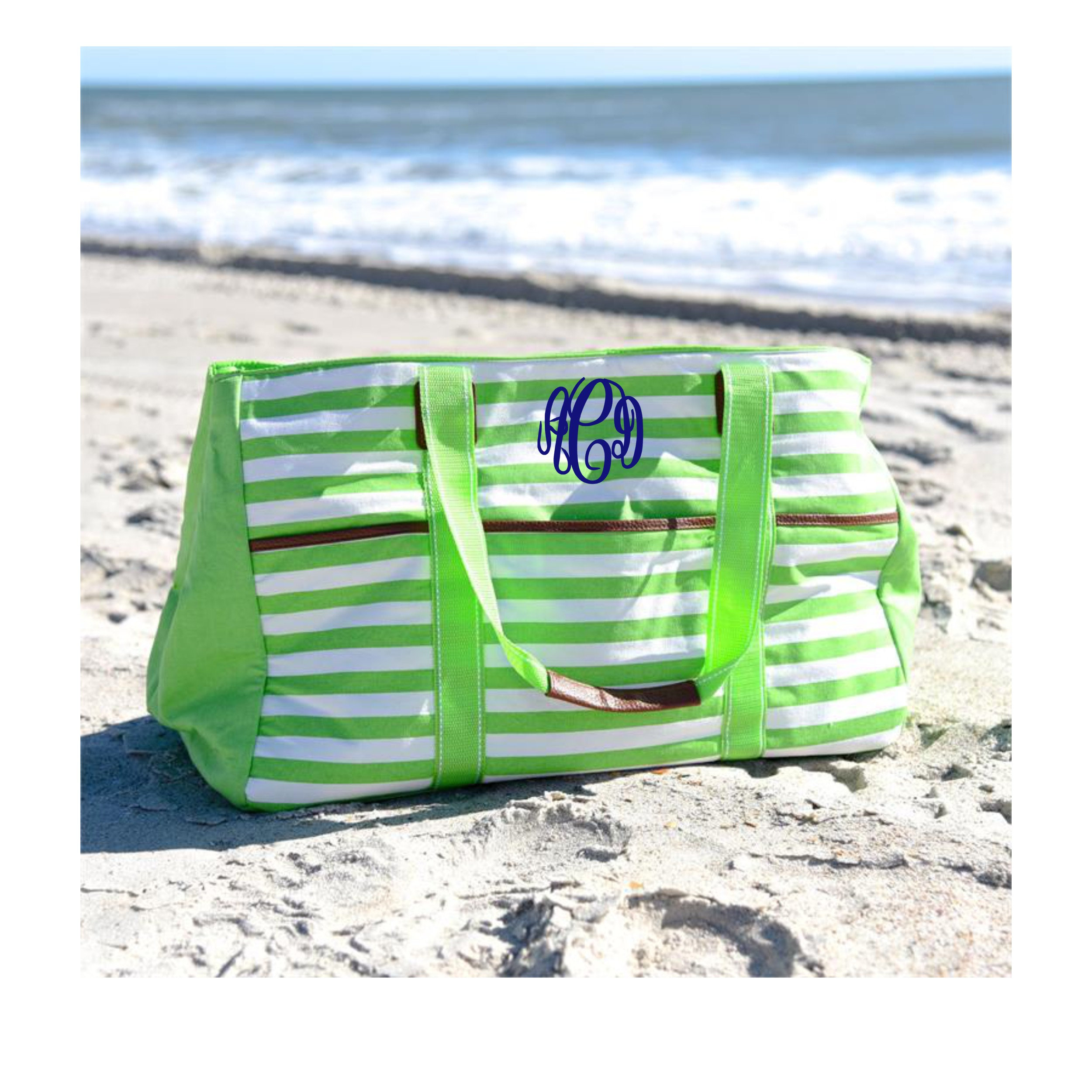 Beach Bag, Large Striped Beach Bag, Monogram Beach Bag, Canvas Summer Tote  Bag, Monogrammed Beach Tote, Pool Tote, Pool Bag, Monogram Tote