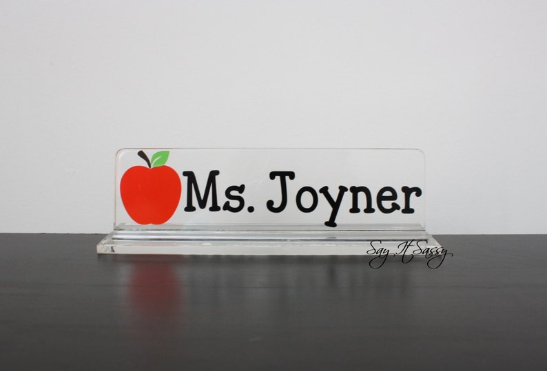 Personalized Desk Name Plate, Teacher Gift, Apple Nameplate, Teacher Appreciation, Desk Accessory, Acrylic Name Plate, Desk Decor Apple