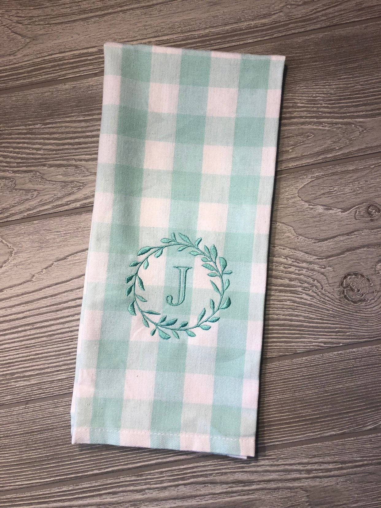 Buffalo Check Kitchen Towel, Monogram Towel, Mint Buffalo Check, Black Buffalo  Check, Grey Buffalo Plaid, Navy Buffalo Plaid