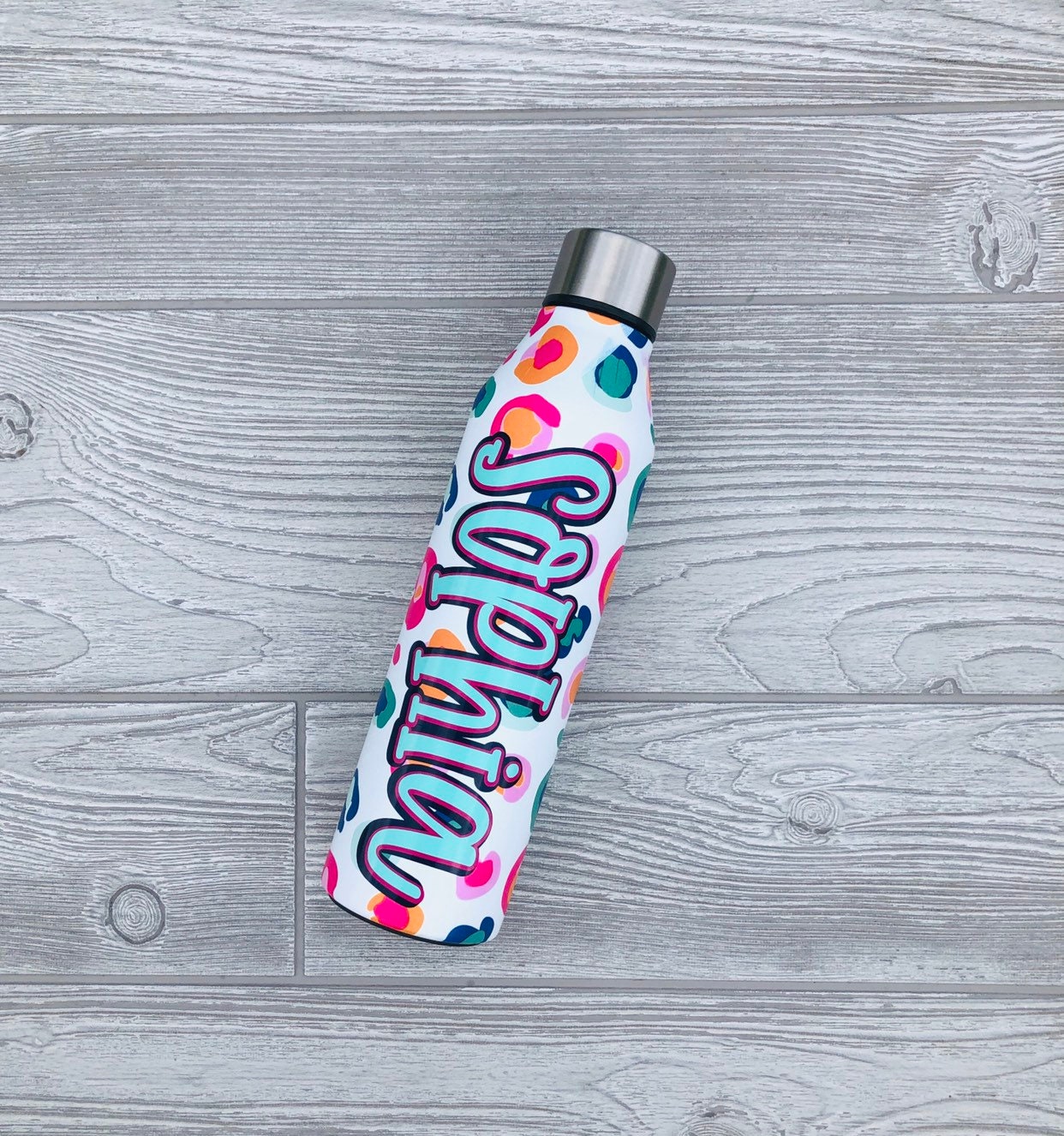 Leopard Water Bottle, Monogram Leopard Water Bottle, Leopard Print