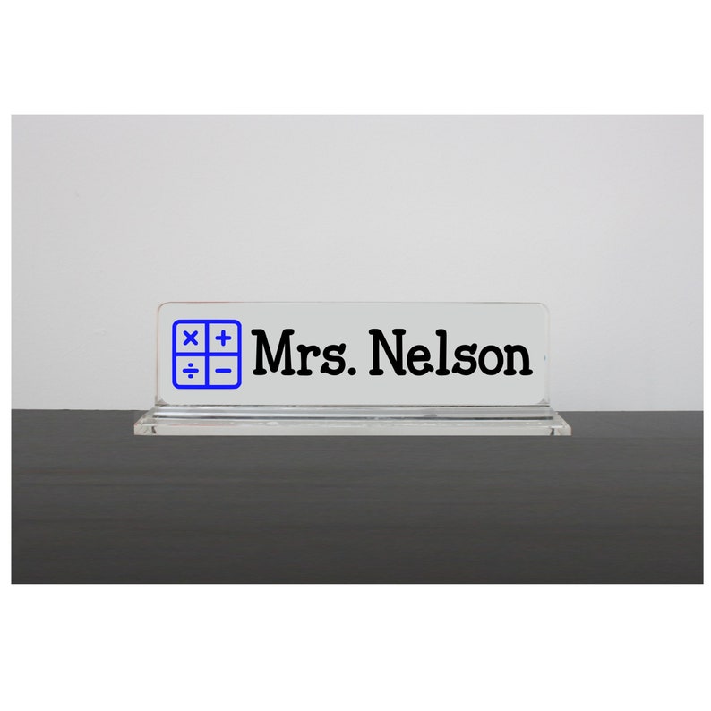 Personalized Desk Name Plate, Teacher Gift, Apple Nameplate, Teacher Appreciation, Desk Accessory, Acrylic Name Plate, Desk Decor Math