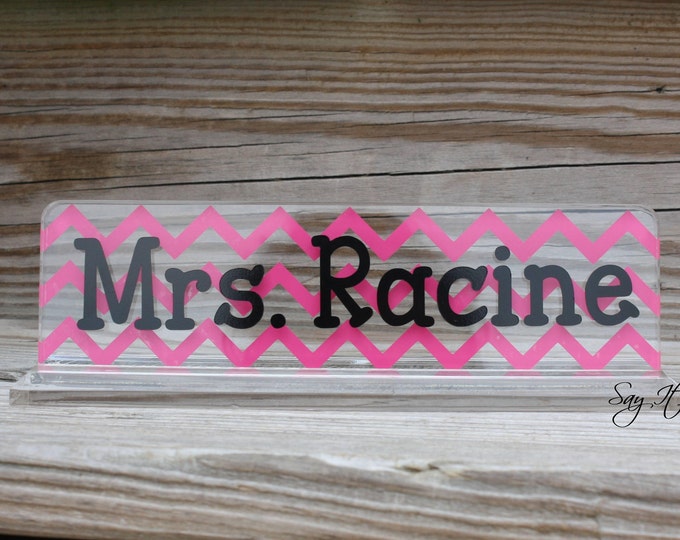 Personalized Desk Nameplate, Teacher Gift, Chevron