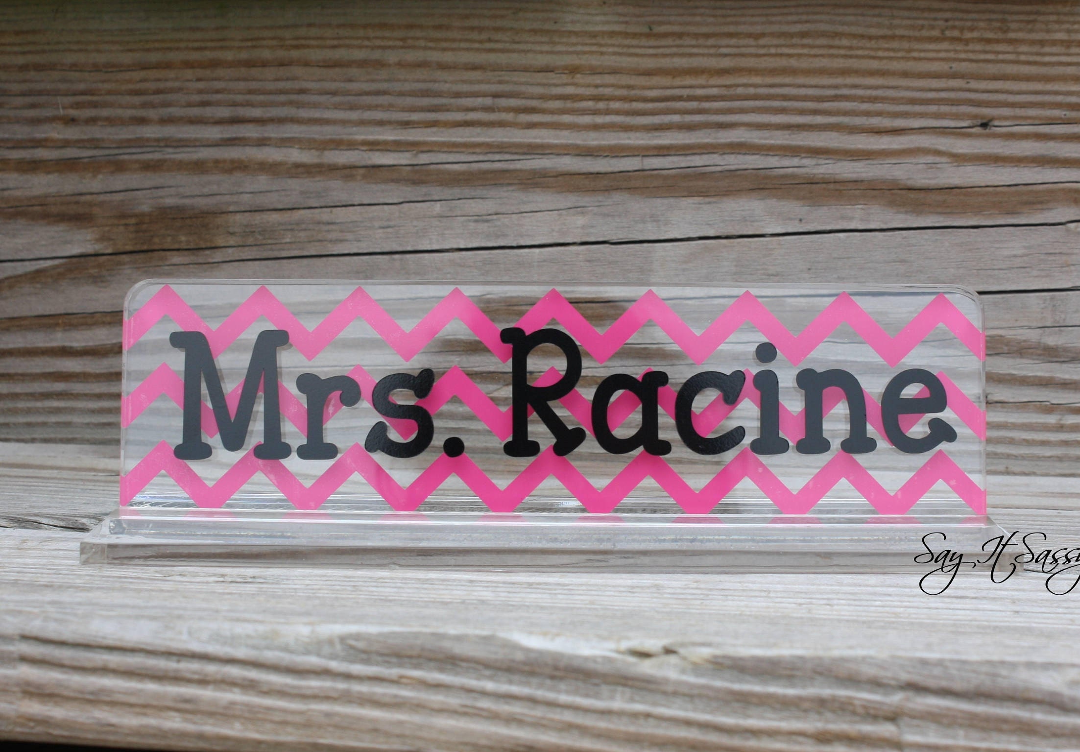 Personalized Desk Nameplate Great Teacher Gift Chevron