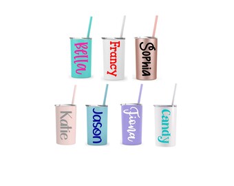 Mini Skinny Steel, Skinny Stainless Steel Cup, Personalized Cup, Kids Personalized Cup, Cup with Straw, Mini Tumbler, 12 oz cup