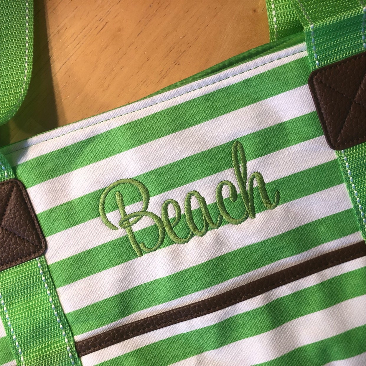 Beach Bag Large Striped Beach Bag Monogram Beach Bag Canvas Summer