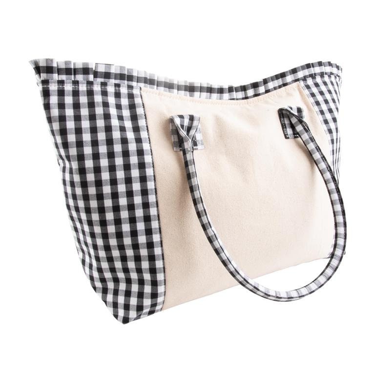 zara gingham tote bag