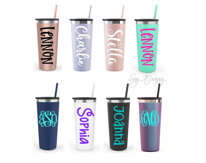 Travel Tumbler, Skinny Stainless Steel Tumbler, Monogram Stainless Steel Cup, Personalized Tumbler, Monogram Tumbler, Monogram Cup