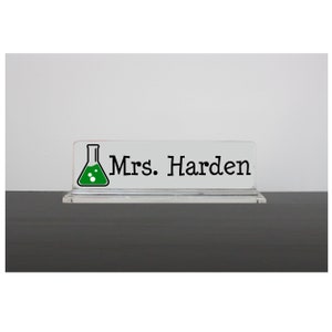 Personalized Desk Name Plate, Teacher Gift, Apple Nameplate, Teacher Appreciation, Desk Accessory, Acrylic Name Plate, Desk Decor Chemistry