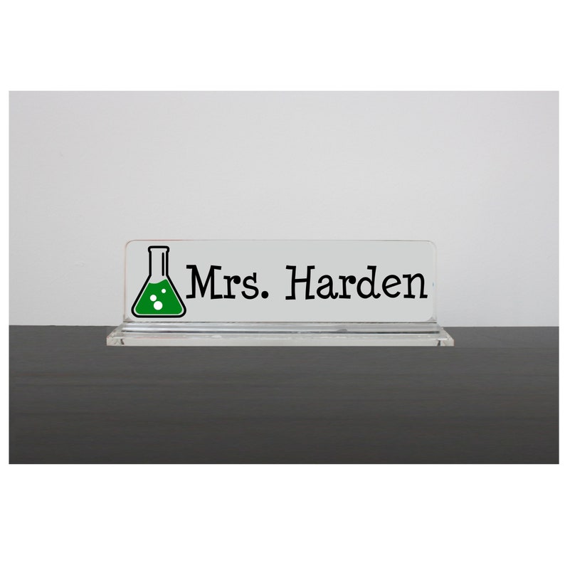 Personalized Desk Name Plate, Teacher Gift, Apple Nameplate, Teacher Appreciation, Desk Accessory, Acrylic Name Plate, Desk Decor Chemistry