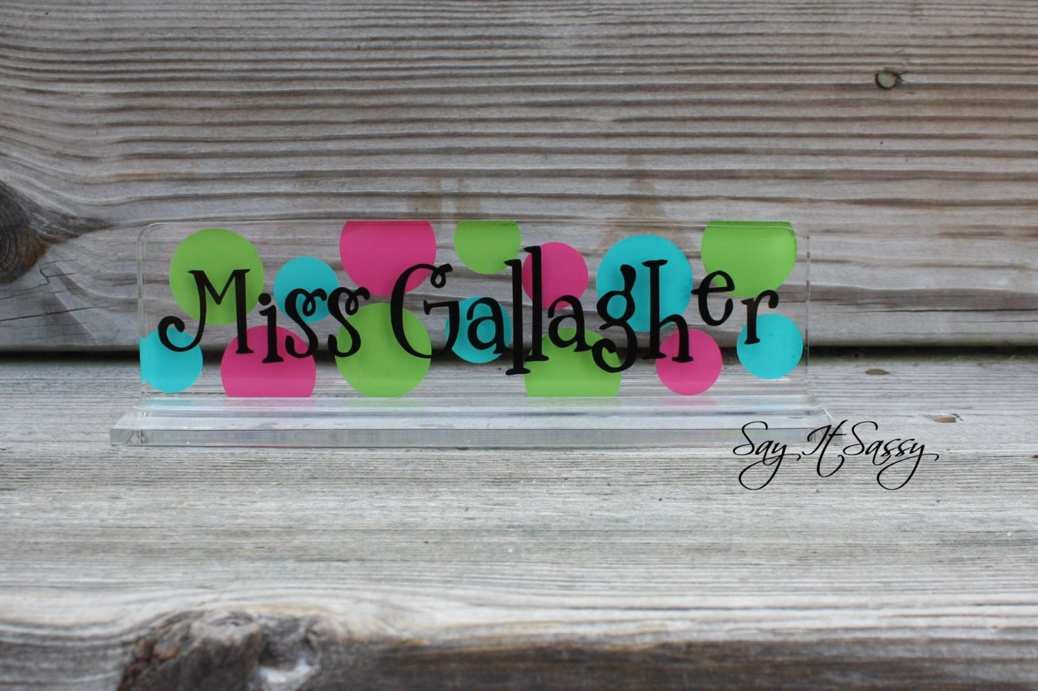 Personalized Desk Name Plate Teacher Gift Polka Dot Desk Name