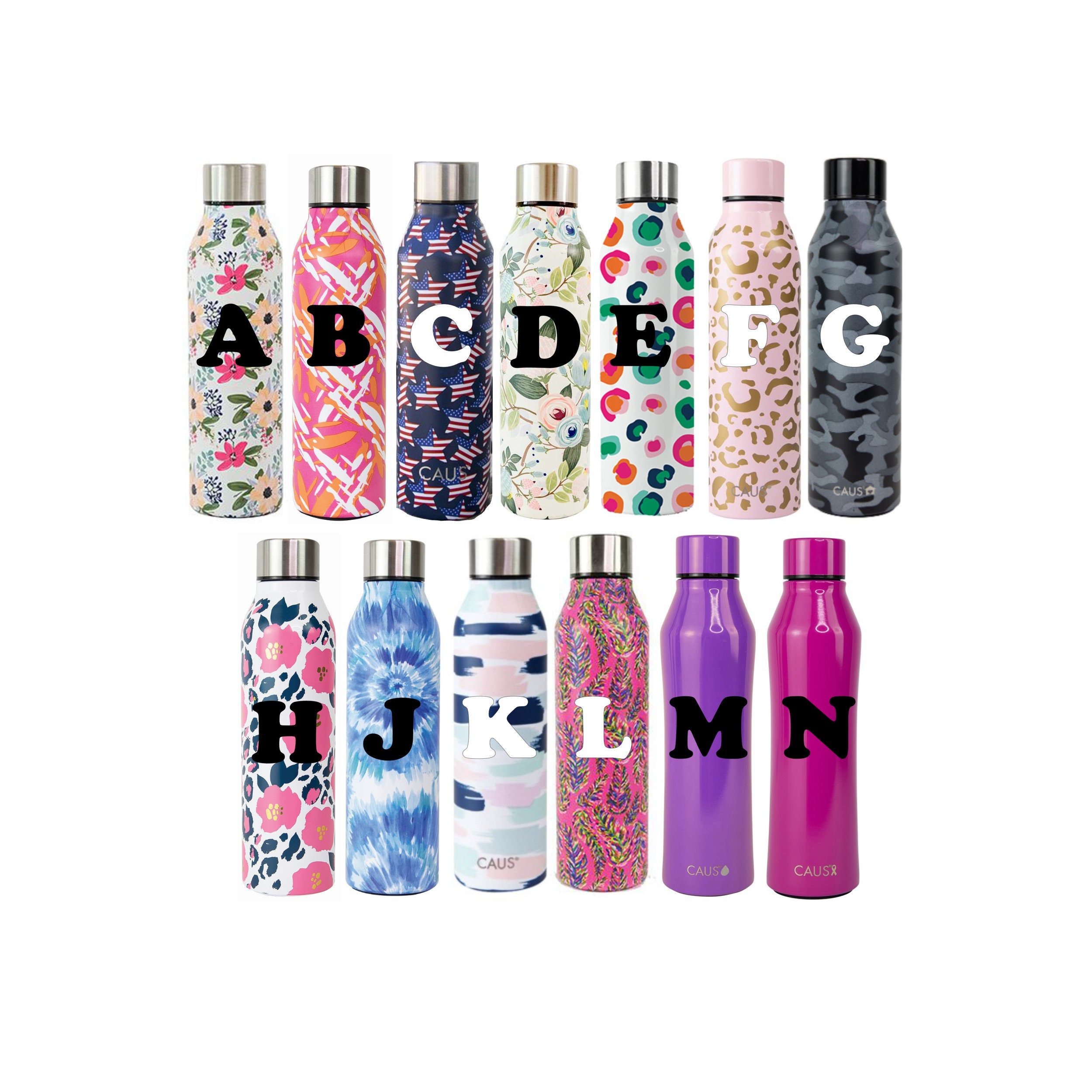 Pastel Floral Yin Yang Stainless Steel Water Bottle