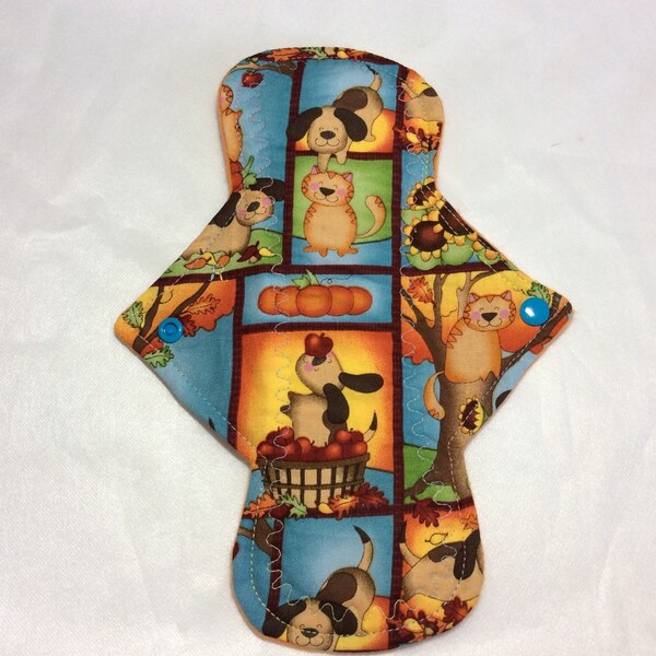 10.25" Animals like fall too!  Cotton Top reusable cloth pad  ****clearance ***