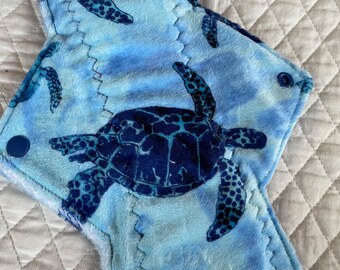 10.25"  turtles on minky  Top Regular reusable cloth pad