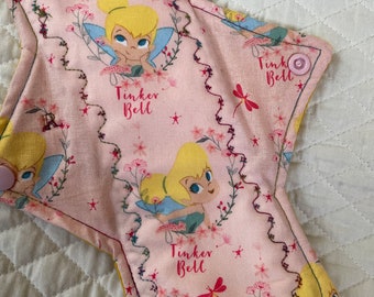 10.25” Tinkerbell on cotton    Top reusable cloth pad (Regular)