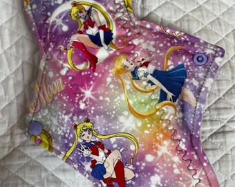 10.25 “.   Sailors Moon Girls on  cotton Top reusable cloth pad ( Regular ) new fabric