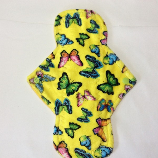 10.25" Butterflies on minky    Top reusable cloth pad regular flow
