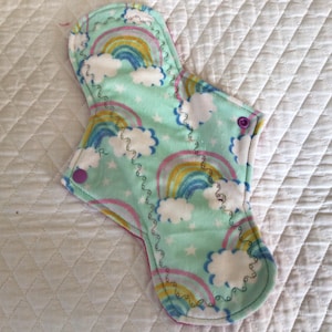 12.25  Rainbows. On  pastel Top reusable Regular cloth panty liner