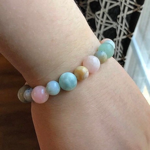 Pastel Amazonite and Rose Quartz Pink Blue and Beige Spring Etsy
