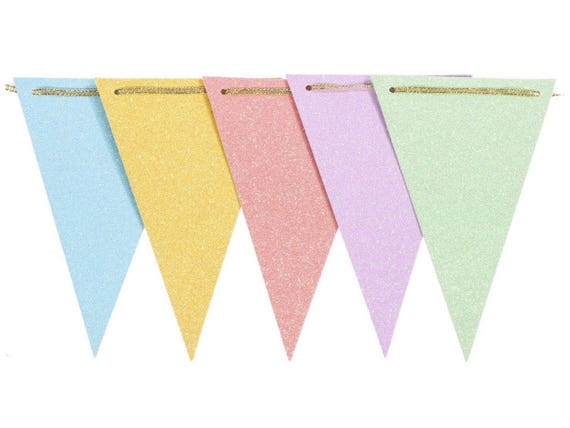 Aonor Sparkly Paper Pennant Banner Triangle Flags Bunting 8.2 Feet and  Tissue Paper Tassels Garland 15 pcs for Baby Shower, Birthday Party