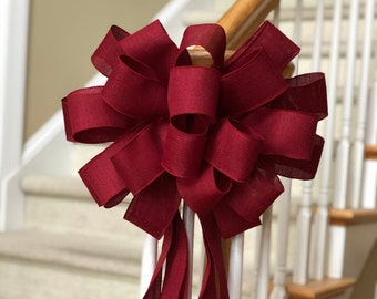 Jumbo Size 14" Burgundy Christmas Wreath Bow: Extra Large Wreath Bow, Bow for 4'-5' Christmas Wreath