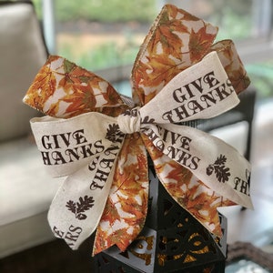 Thanksgiving Bow, Fall Bow, Thanksgiving Wreath Bow, Fall Wreath Bow, Bow for Fall Wreath or Garland, Lantern Bow, Farmhouse Bow