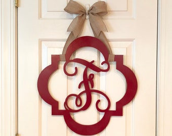 Monogram Door Hanger, Painted Wood Letter Wreath, Monogram Wreath, Hand Painted Wood Door Hanger, Letter Door Hanger, Door Decor, Initial