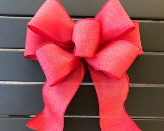 Basic Red Christmas Bow, Solid Red Bow, Red Burlap Bow, Basic Red Bow, Red Farmhouse Bow, Garland Bow, Wreath Bow, Lamp Bow, Lantern Bow