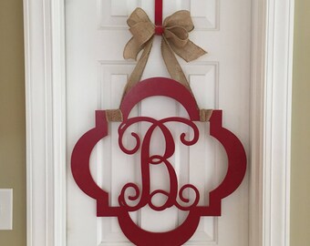 Snowman Monogram Door Hanger Painted Wood Snowman Monogram Etsy