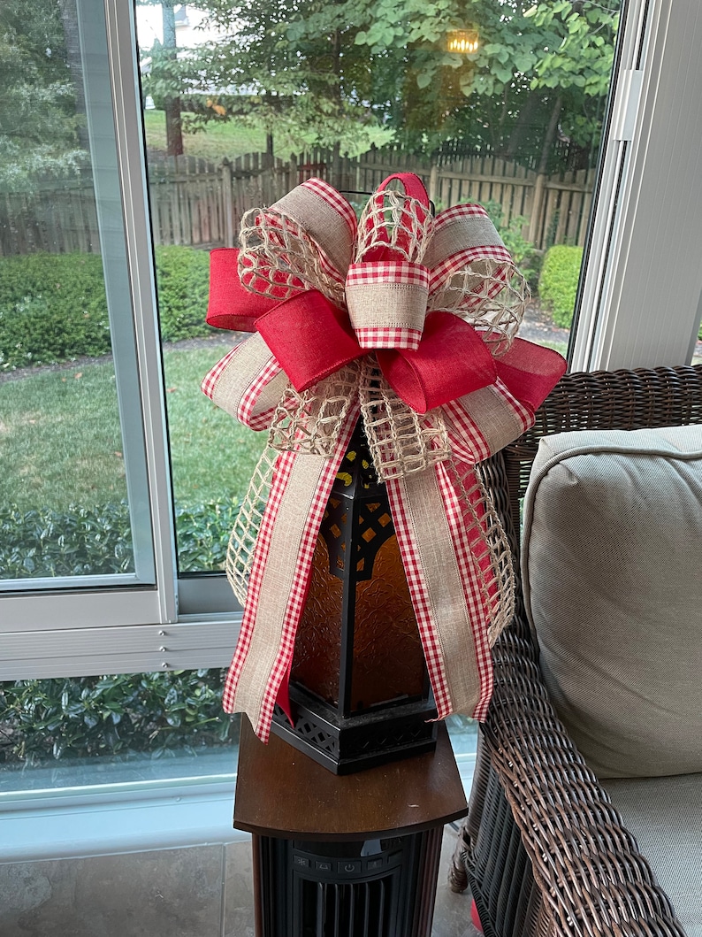 Tree Topper Bow Large Farmhouse Christmas Bow for Christmas Etsy