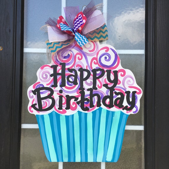 Alles Gute Zum Geburtstag Cupcake Tur Aufhanger Geburtstag Etsy