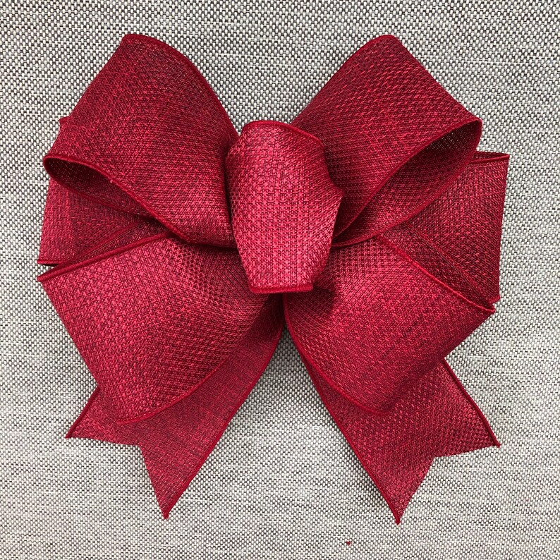 Basic Burgundy Christmas Bow Solid Red Bow Burgundy Burlap Etsy