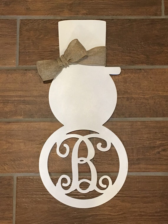 Snowman Monogram Door Hanger Painted Wood Snowman Monogram Etsy