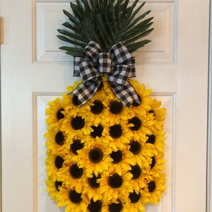 Pineapple Sunflower Wreath, Pineapple Wreath, Spring Wreath, Summer Wreath, Fruit Wreath, Aloha Wreath, Welcome Wreath, Hawaiian Wreath image 7