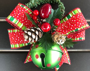 Suspension pour bouton de porte de Noël Jingle Bell ; Bouton de porte Cloche de Noël, Cadeau pour hôtesse, Emballage de carte-cadeau, Cadeau pour enseignant, Décoration de porte de Noël