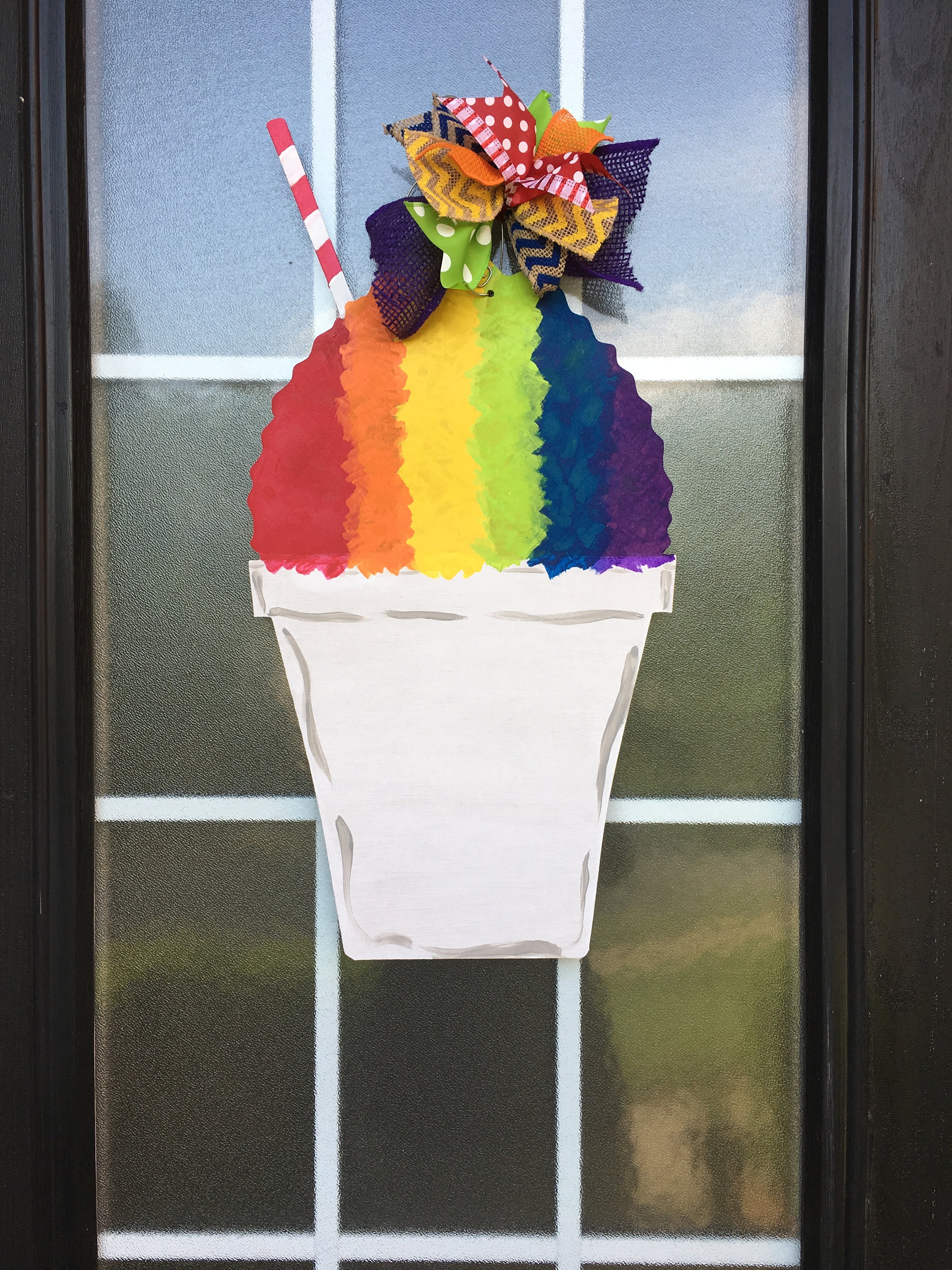 Rainbow Snow Cone Wood Door Hanger New Orleans Snow Ball Etsy